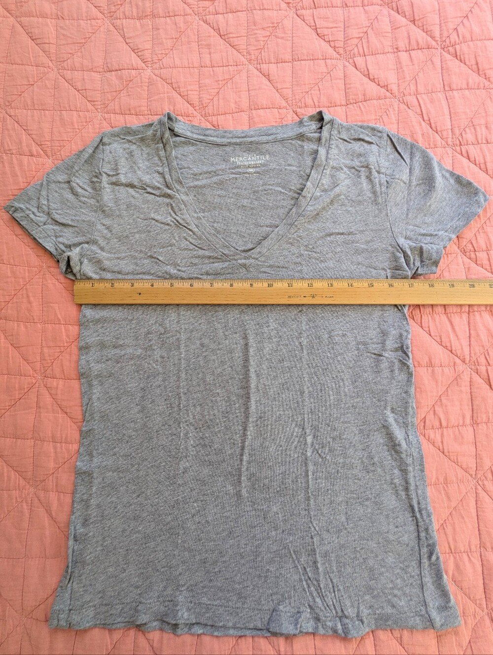 J Crew Featherweight Slim Cotton V-Neck Tee in Heather Gray - Picture 2 of 5